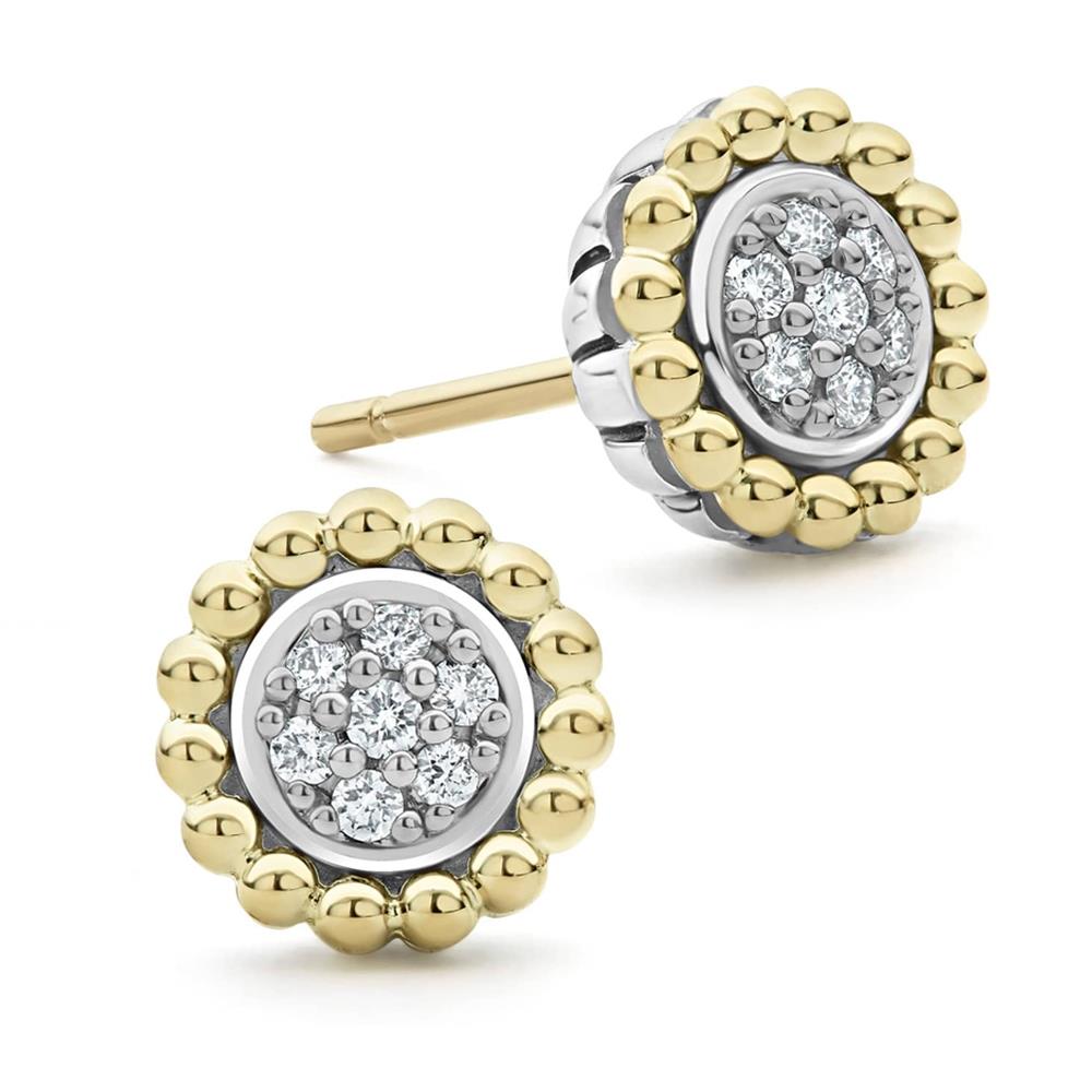 Lagos Two-Tone Caviar Diamond Stud Earrings