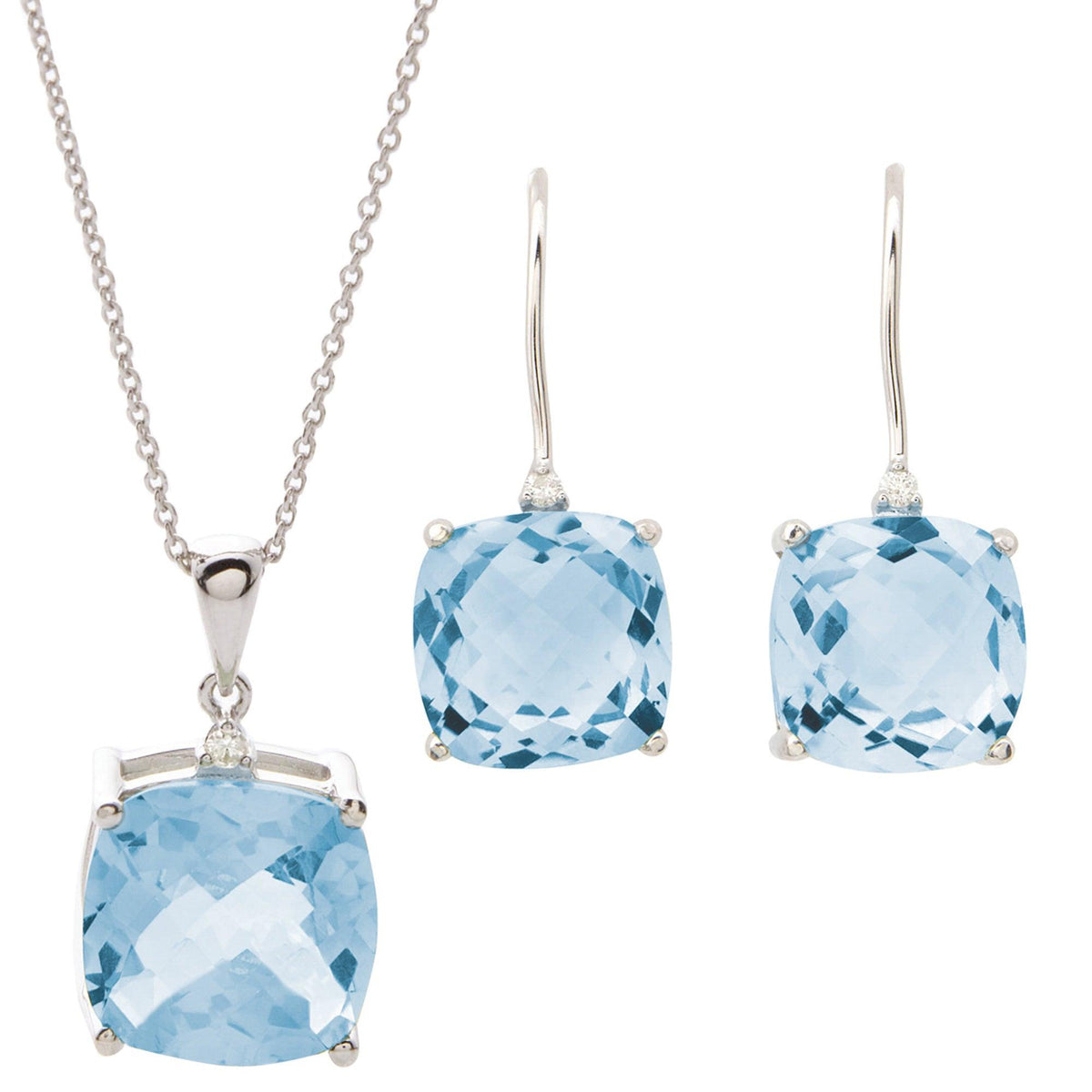 Jilco Blue Topaz Earring & Necklace Set