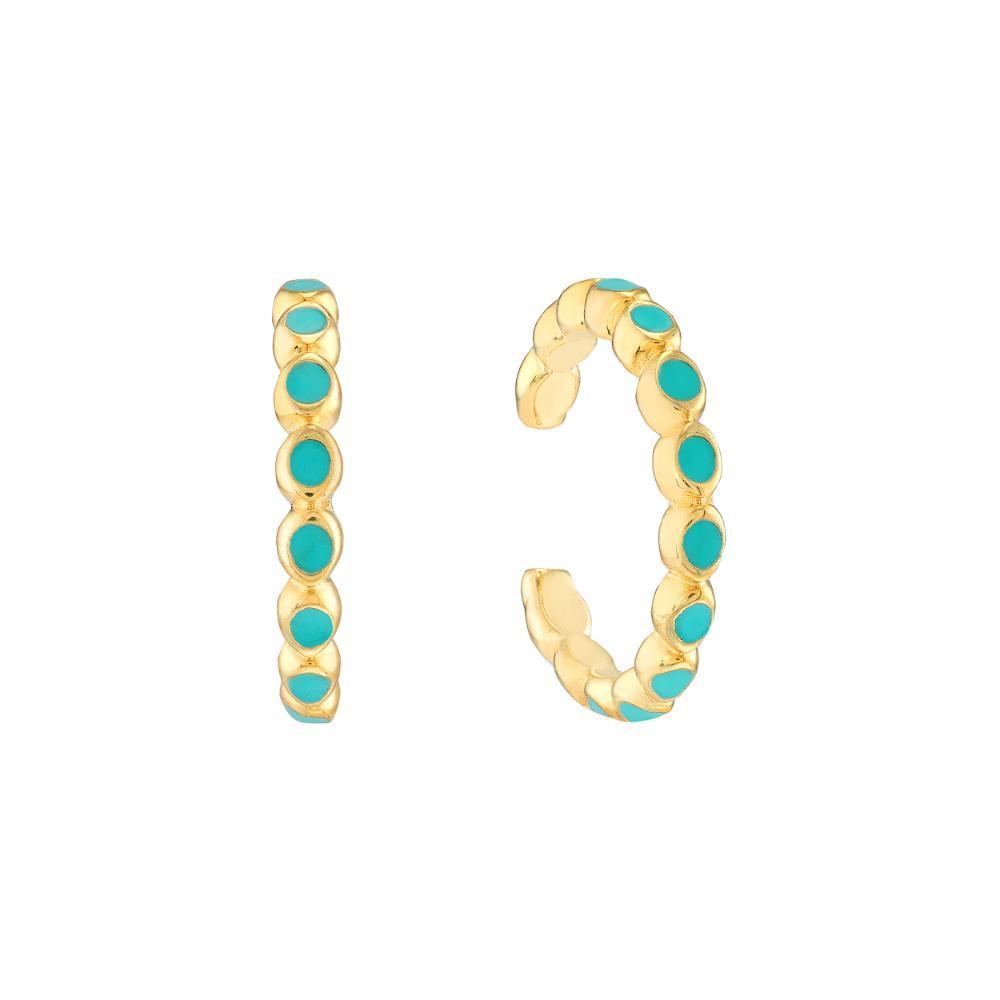 HAWLEY ST Full Turquoise Enamel Bezel Earring Cuffs