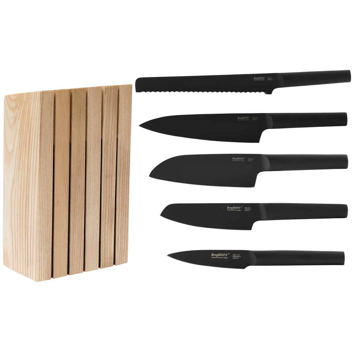 BergHOFF Ron Stainless Steel 6pc Knife Block Set, Black