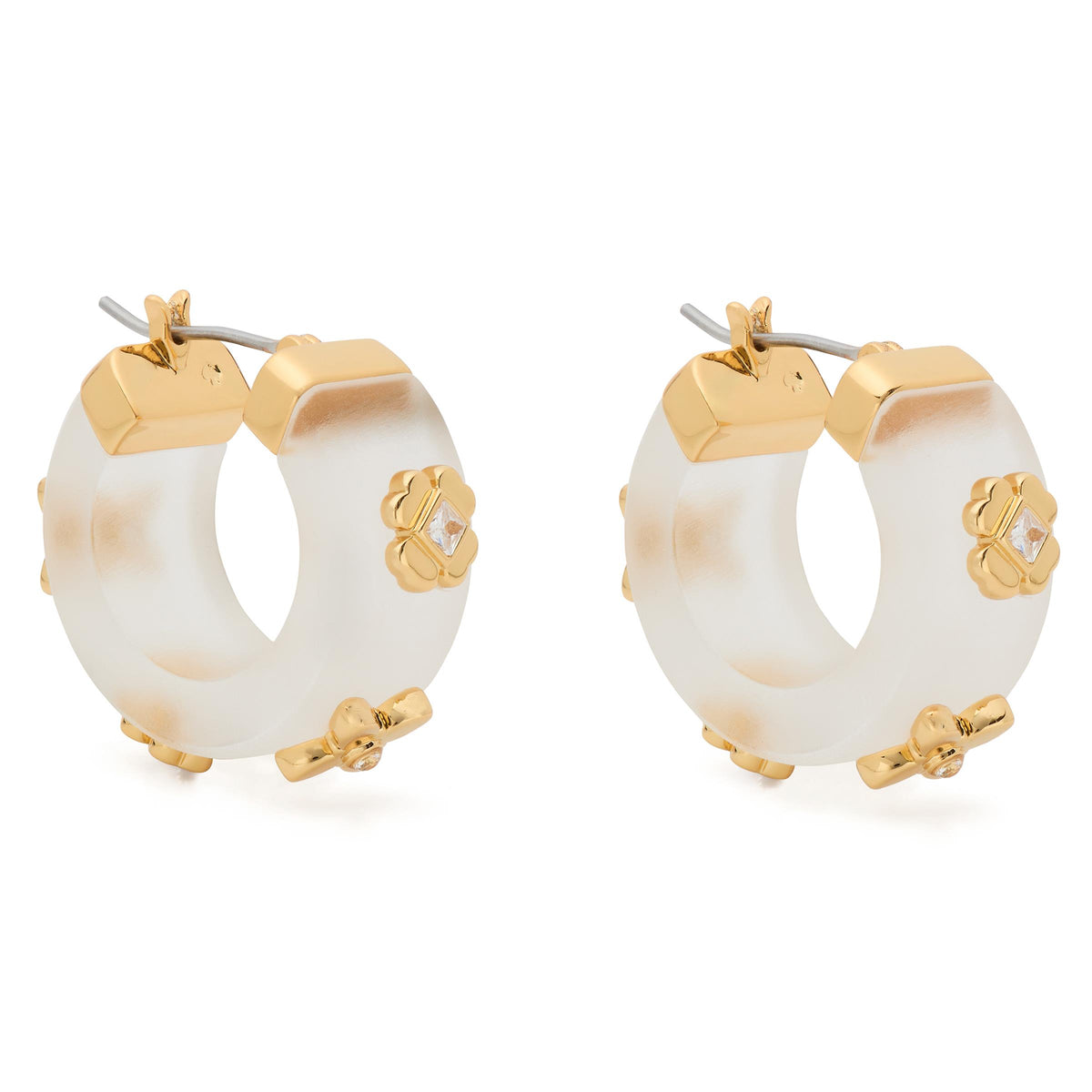 kate spade new york Heritage Bloom Small Hoops - Clear/Gold