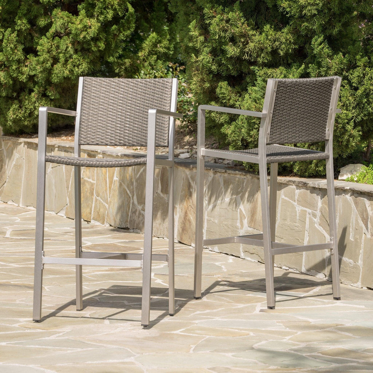 Stark Home Cape Coral Outdoor Wicker Barstools Set (2)