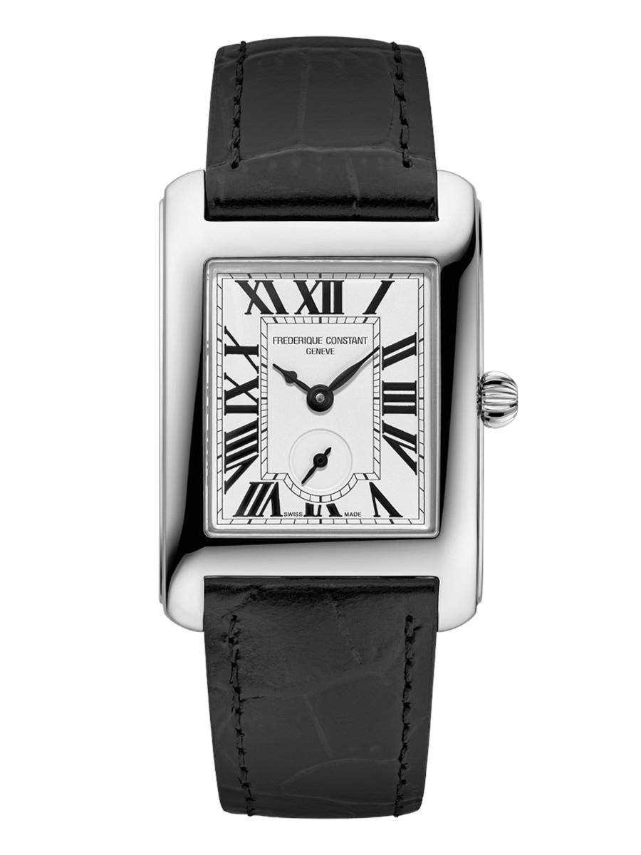 Frederique Constant Ladies' Classic CARREE Leather Strap watch, Silver-Tone dial