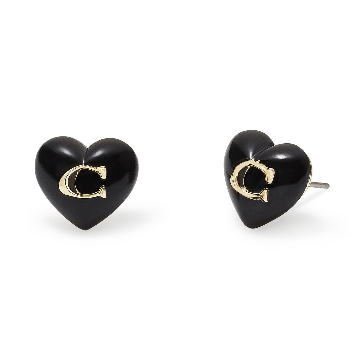 COACH Resin Heart Studs - Black