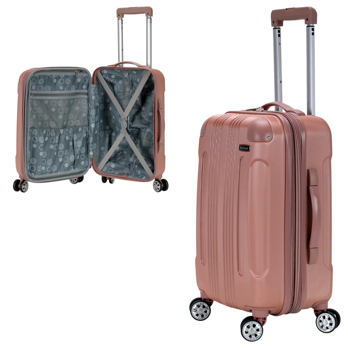 Rockland Luggage London ABS 20" Upright Spinner - Rosegold