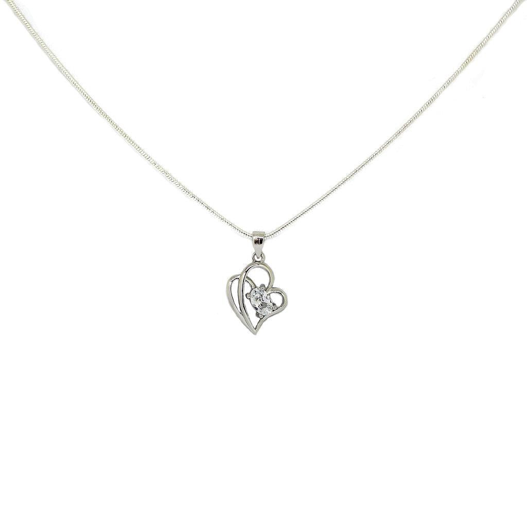 Completely Bella Double Sterling Silver Heart Necklace
