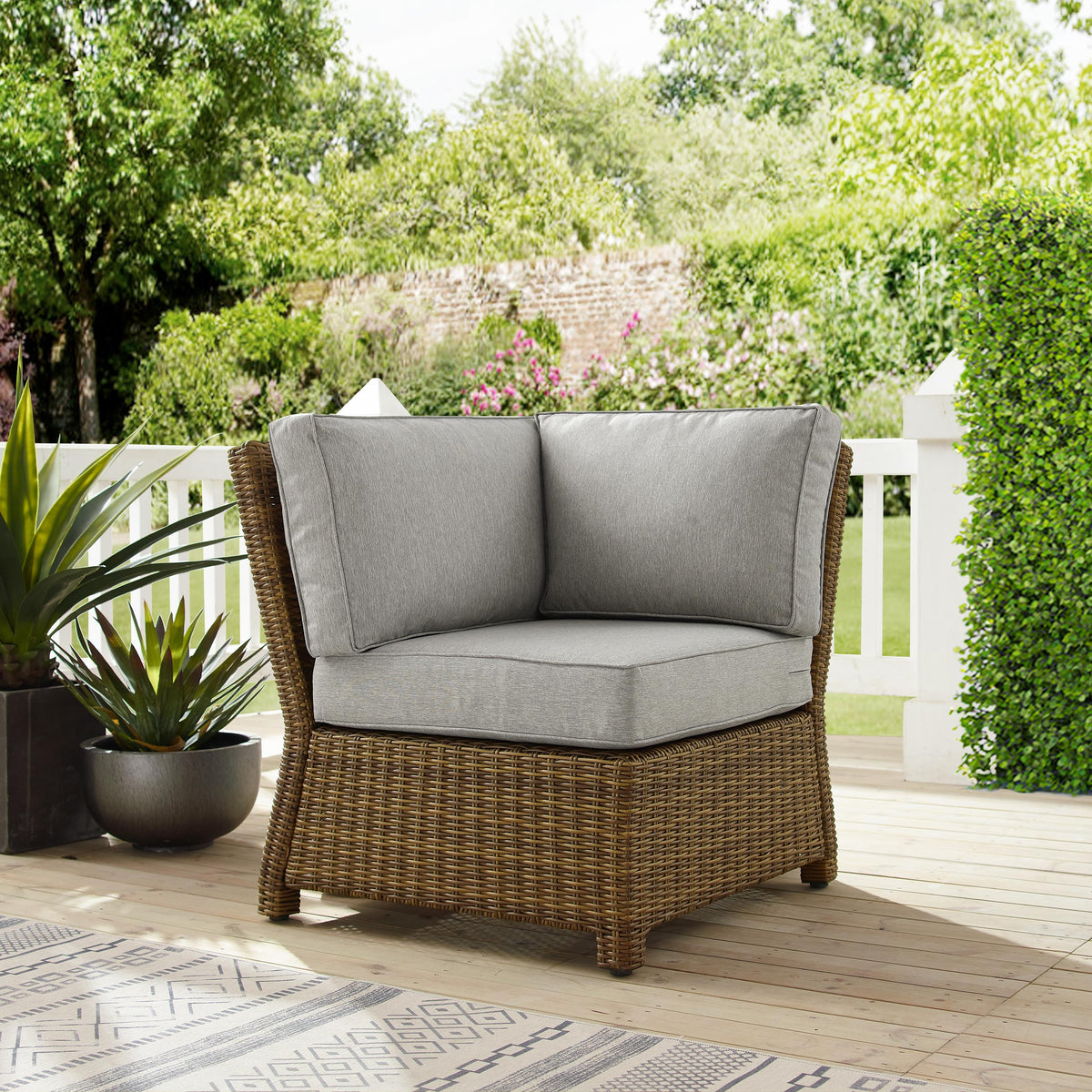 Crosley Outdoor Bradenton Wicker Corner Outdoor Sectional Chair
