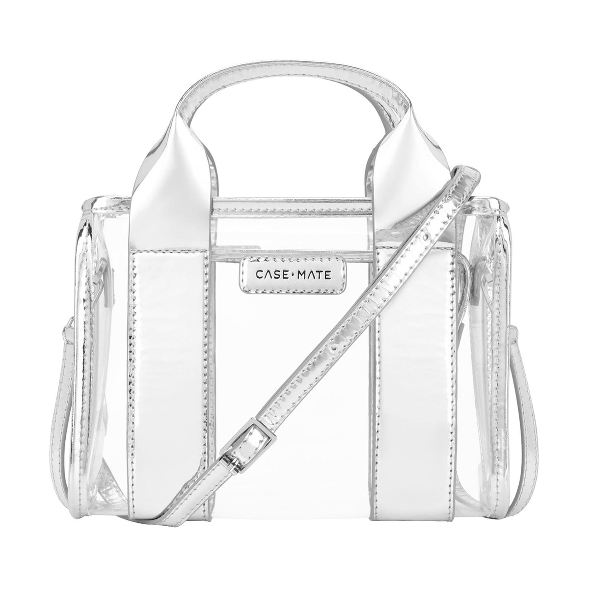 Case-Mate Jelly Stadium Micro Tote w/ Strap - Silver Chrome/Clear