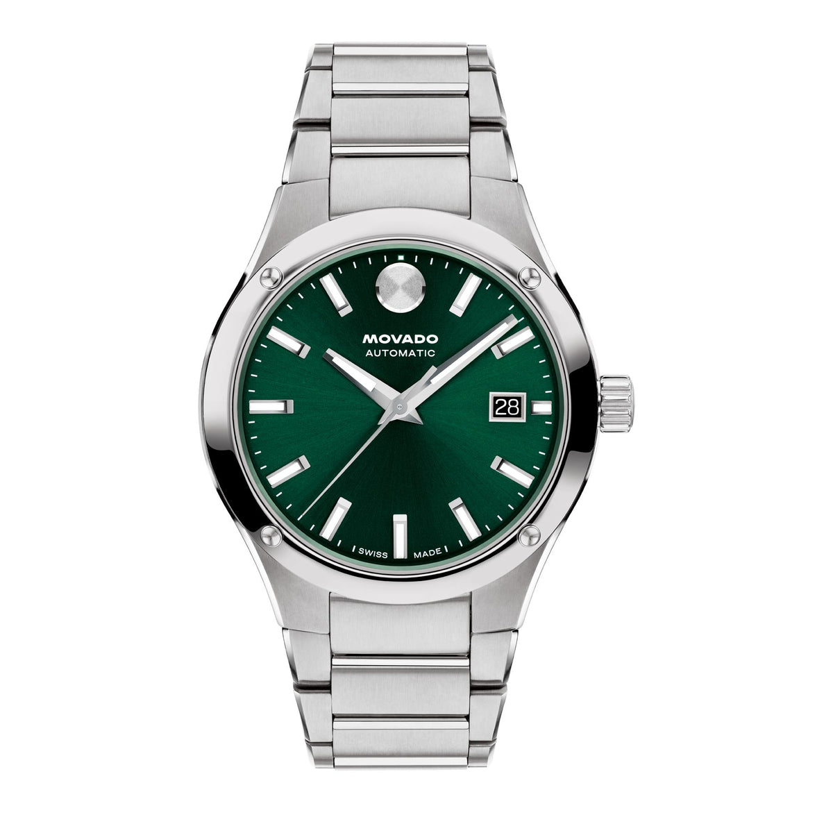 Movado Imperiale Automatic. Stainless Steel Case & Bracelet. Green Dial