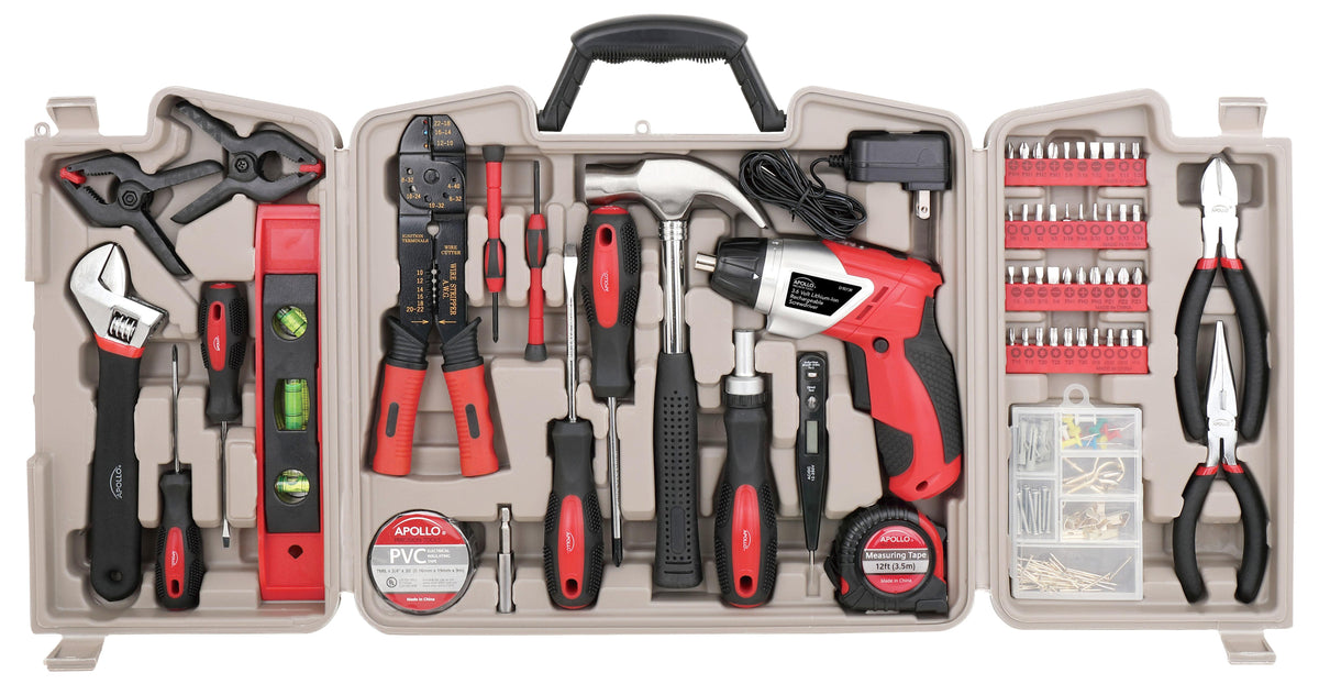 Apollo Tools 161 Piece Household Tool Kit w/3.6 Volt Li-ion Screwdriver
