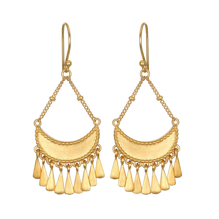 Satya Linear Moon Fringe Earrings