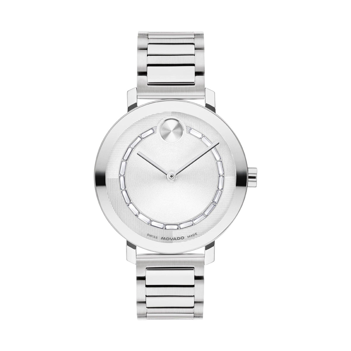 Movado Ladies Bold Evolution 2.0 Silver-Tone Stainless Steel Watch Silver Dial