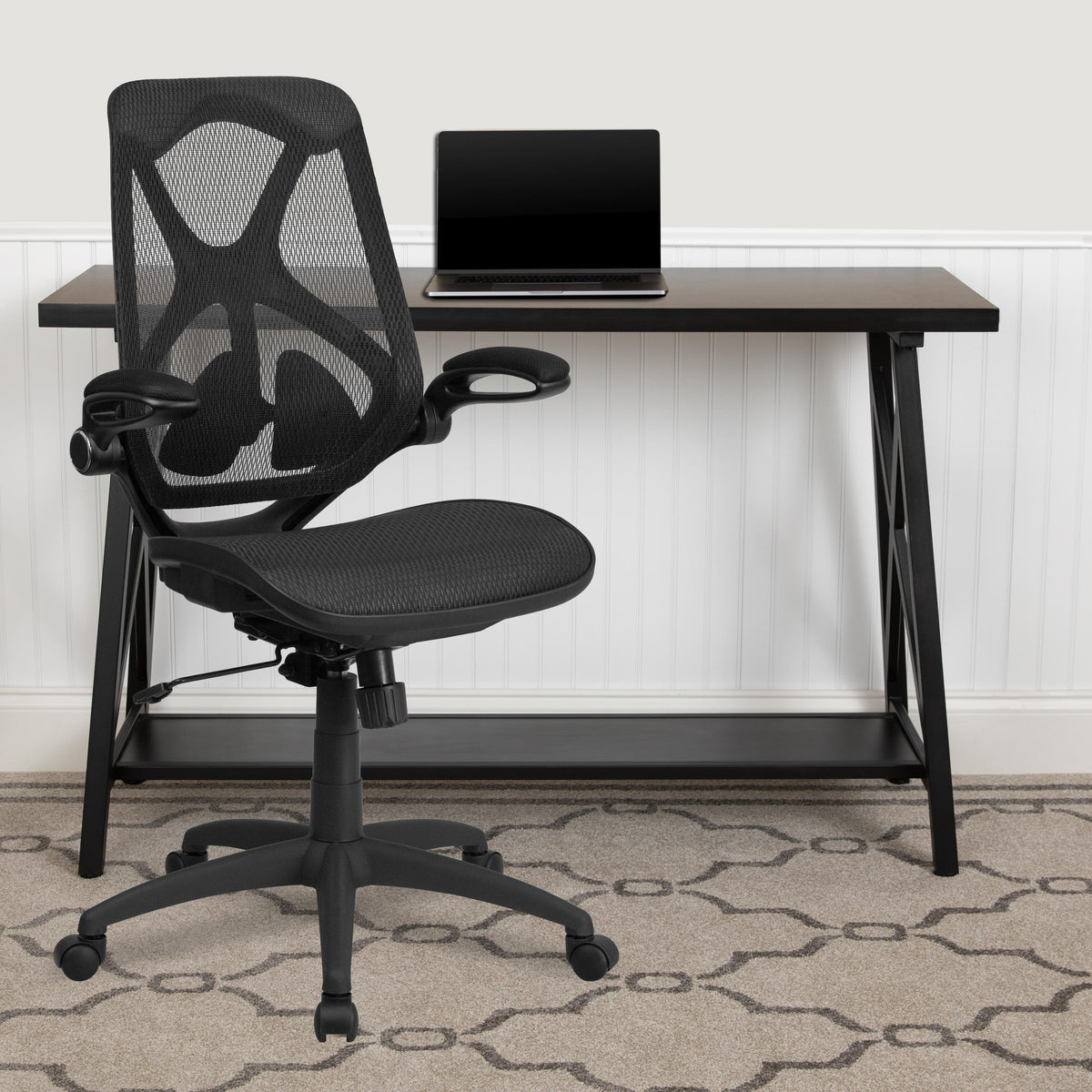Flash Furniture High Back Black Mesh Ergonomic Office Chair-Adjustable Lumbar, 2-Paddle Control