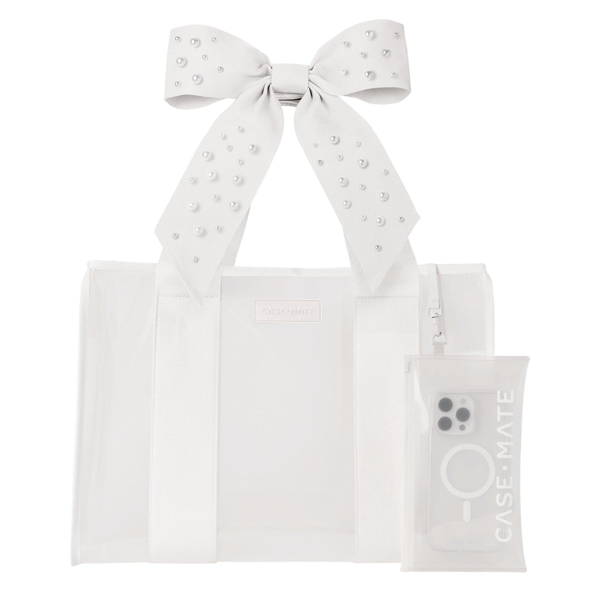 Case-Mate Jelly Tote Bag w/ Phone Pouch Ivory Shine Bow