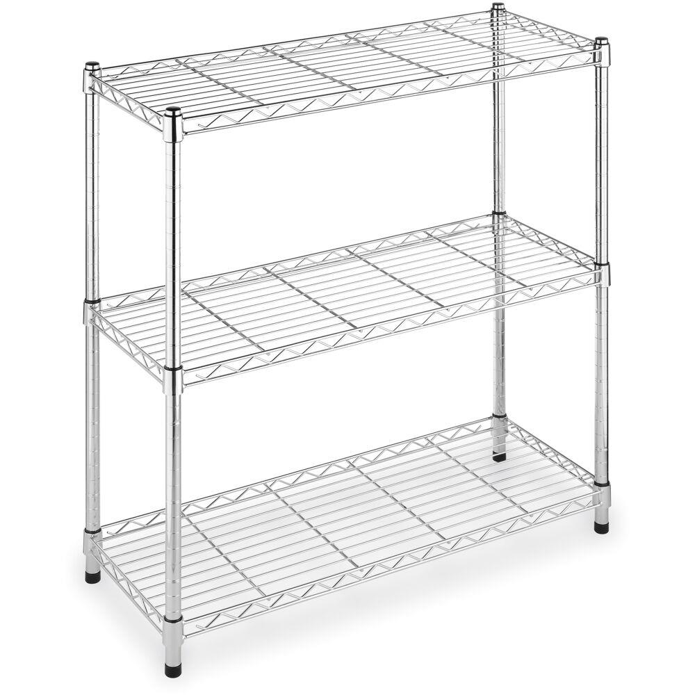WHITMOR Supreme 3-Tier Shelving with 350 LB Weight Capacity per Shelf, 36-In. H x 36-In. W x 14-In. D, Chrom