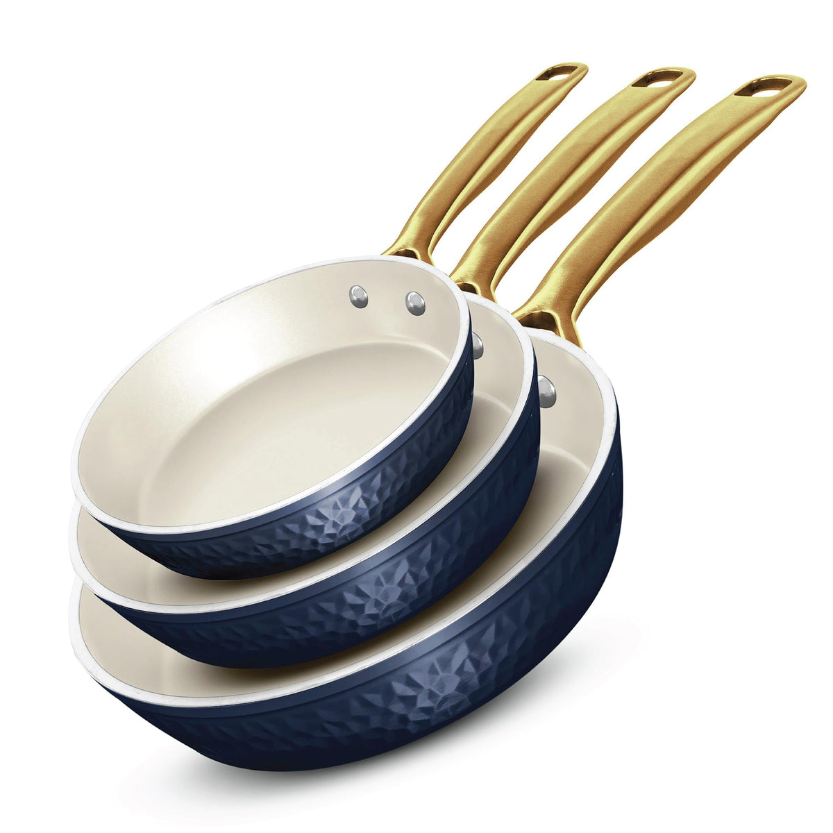 Gotham Steel Cookware Pro Hammered Frying Pan Set Size 3 Pieces
