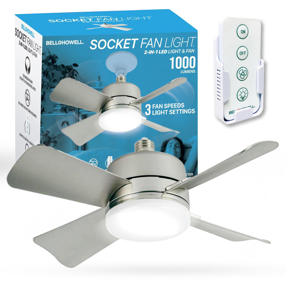 Bell + Howell Socket LED Ceiling Fan with Light