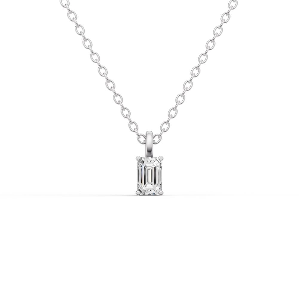 Prestige Boutique Diamonds Emerald Lab Diamond Solitaire Pendant Size 0.5 CTW