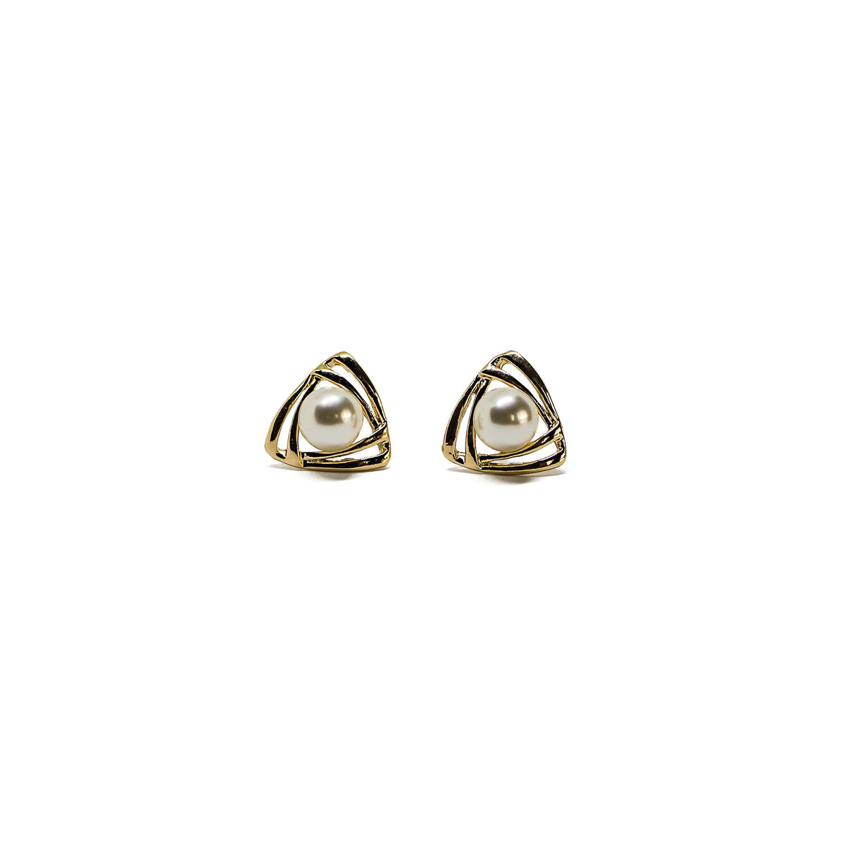 Completely Bella Golden Triangle and Pearl Earrings