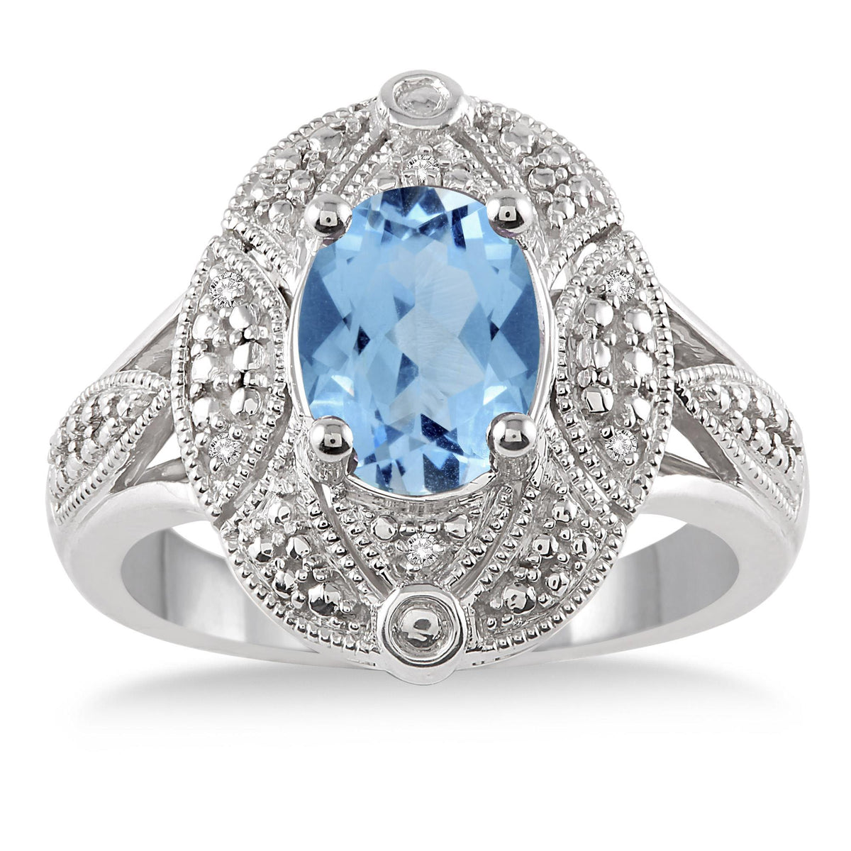 Jilco Inc Blue Topaz & Diamond Ring 8