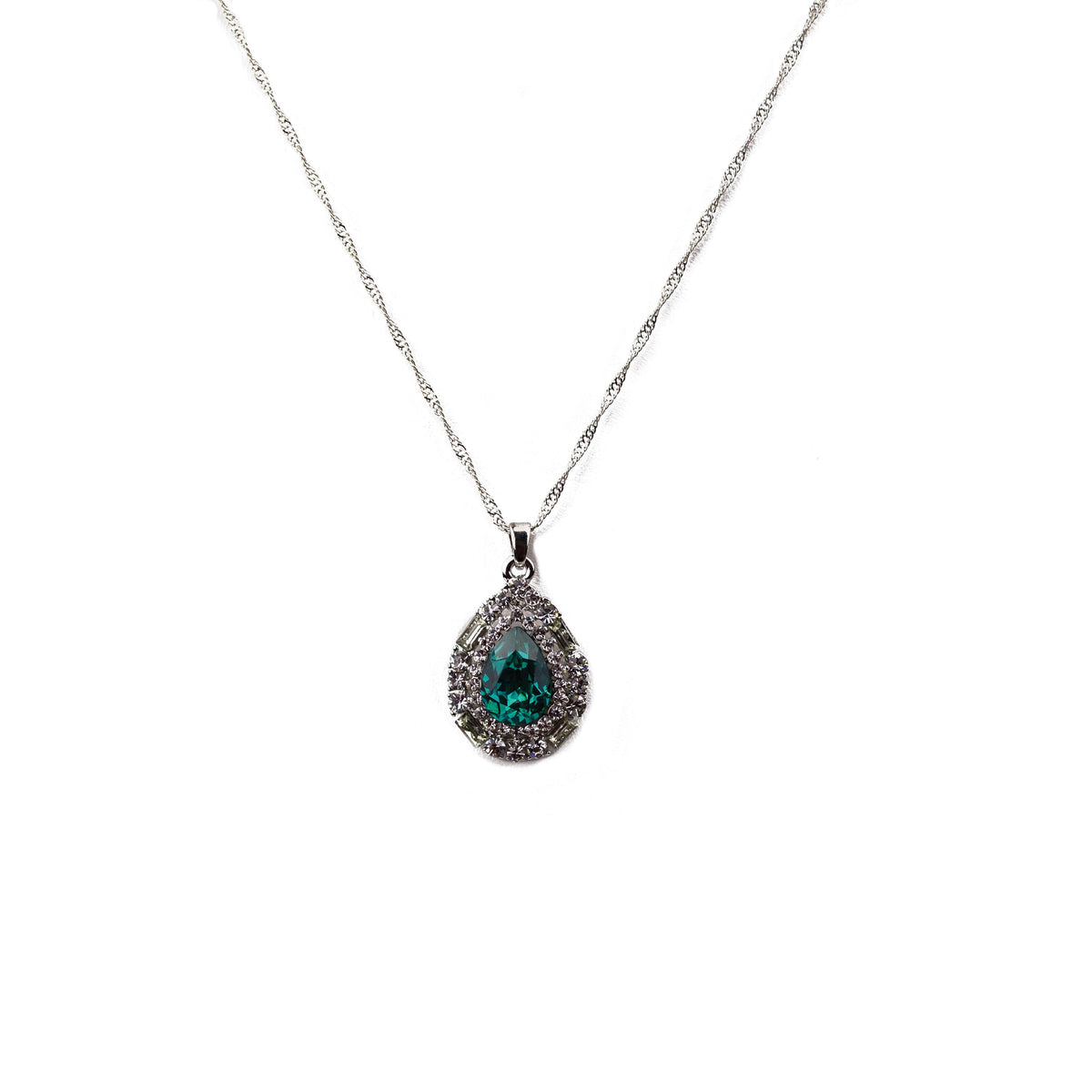 Completely Bella Art Deco Pendant Necklace in Aqua
