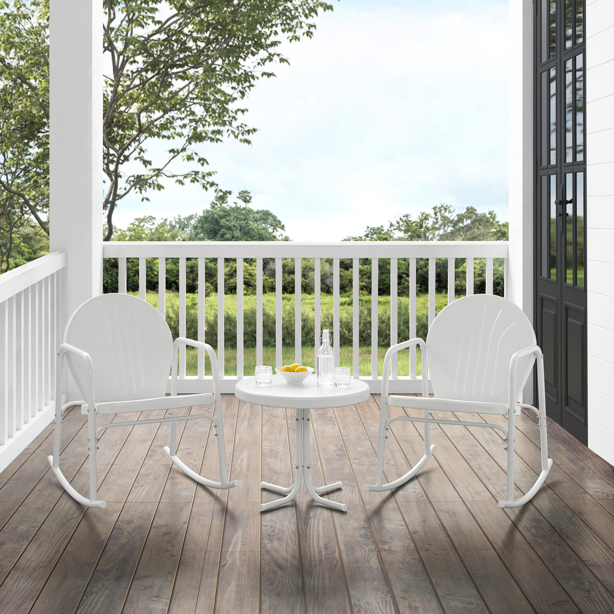 Crosley Outdoor Griffith 3Pc Retro Outdoor Rocking Chair Set