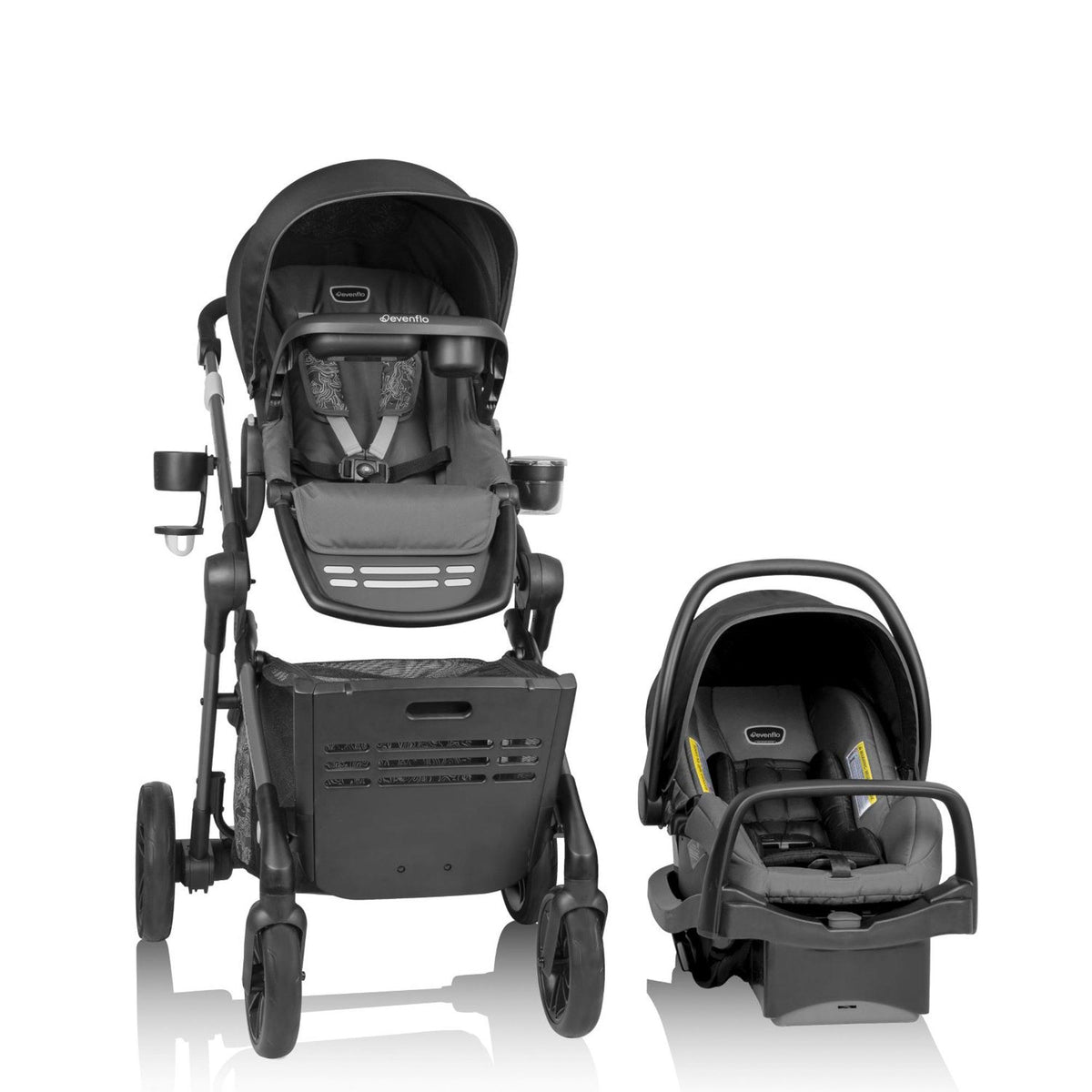 Evenflo Pivot Troop Child & Pet Travel System w/ LiteMax Car Seat Rhodesboro Black