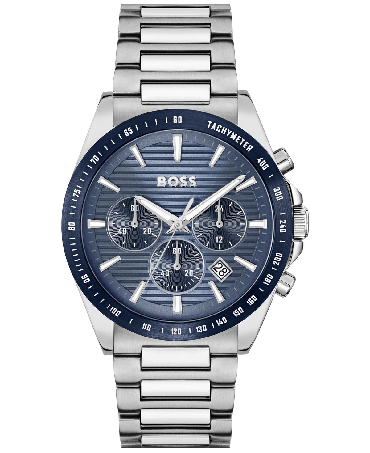 HUGO BOSS Boss Strike Chrono Gents. Stainless Steel Case & Bracelet. Blue Chrono Dial.