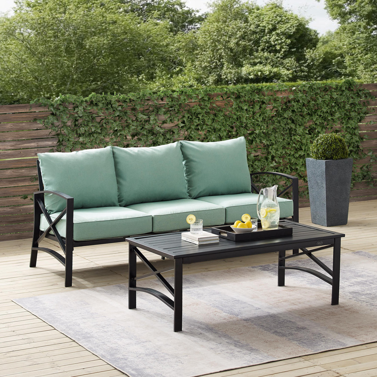 Crosley Outdoor Kaplan 2Pc Outdoor Sofa Patio Furniture Set