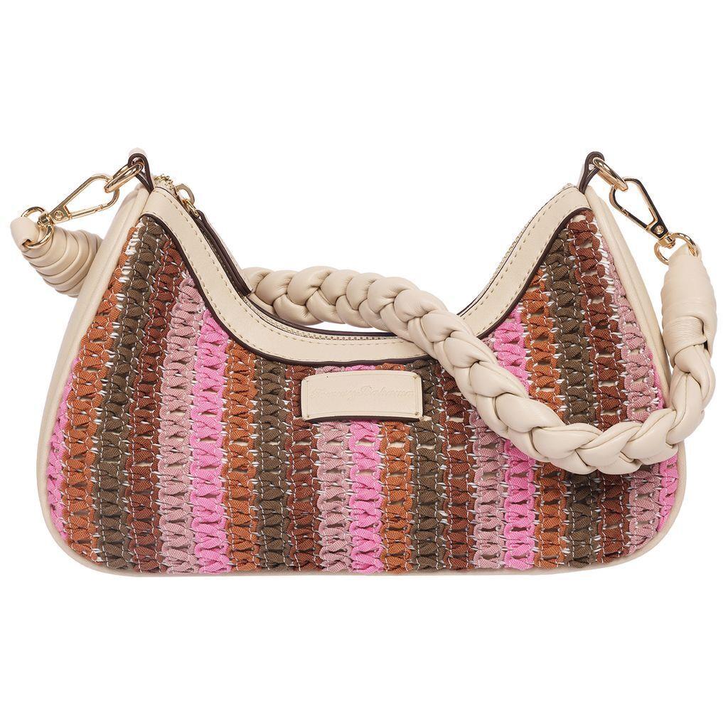 Tommy Bahama Handbags Woven Ribbon Zip Top Hobo Bag Size 7"