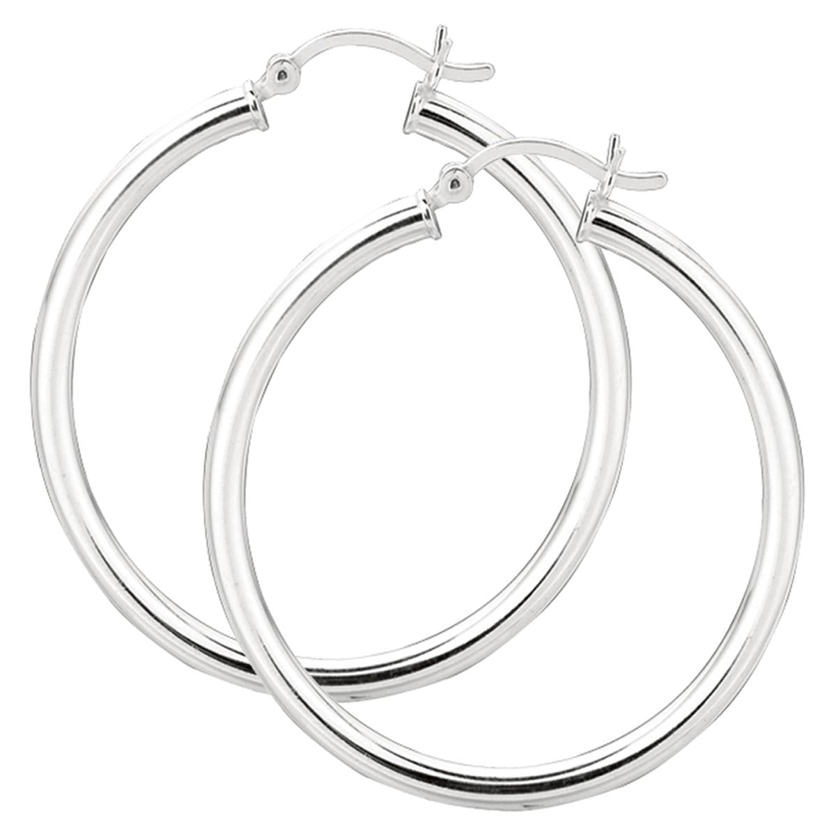 Jilco Sterling Silver 3x50mm Hoop Earrings