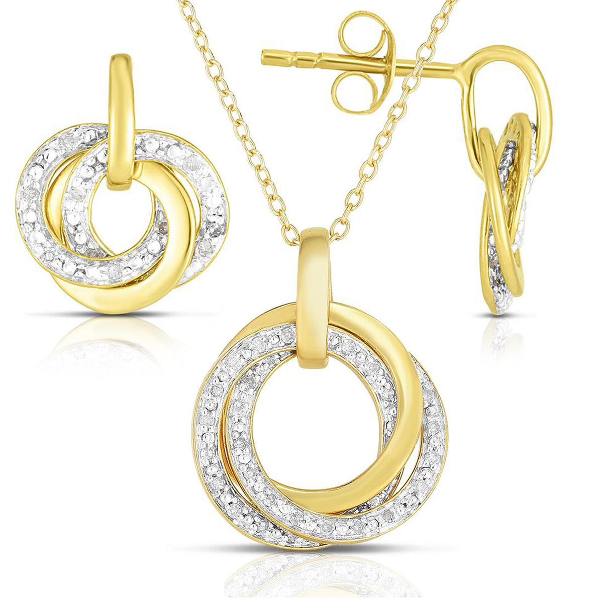 Jilco Inc Tri Circle Earrings and Necklace Set