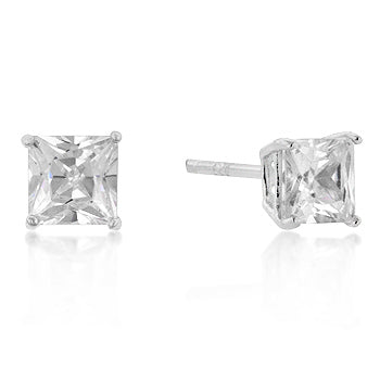Completely Bella Princess Cut Cubic Zirconia Studs in Silver