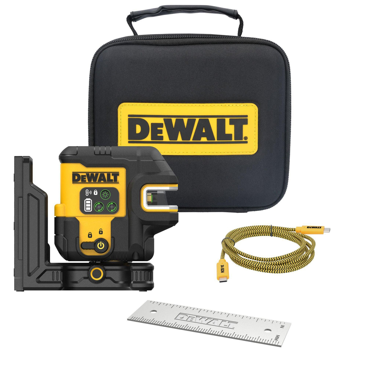 DeWalt USB Rechargeable Green 2-Spot & Crossline Laser Base Kit