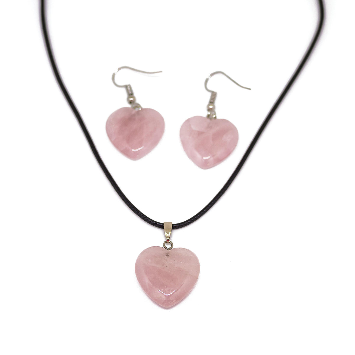 Completely Bella Rose Quartz Heart Jewelry Set