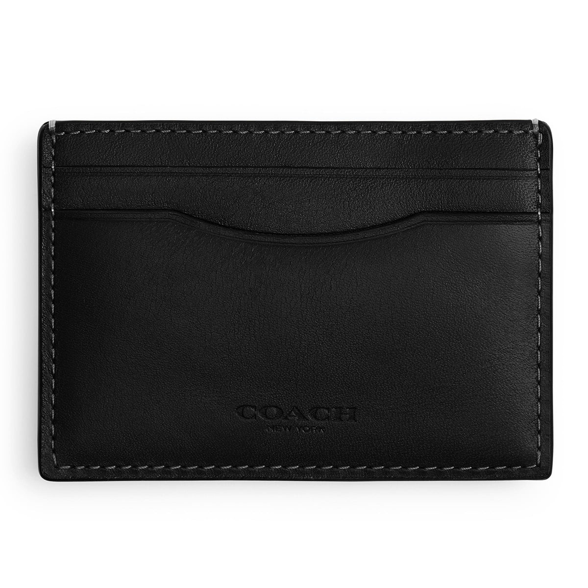 COACH Mens Full Grain Leather Money Clip Card Case - Black