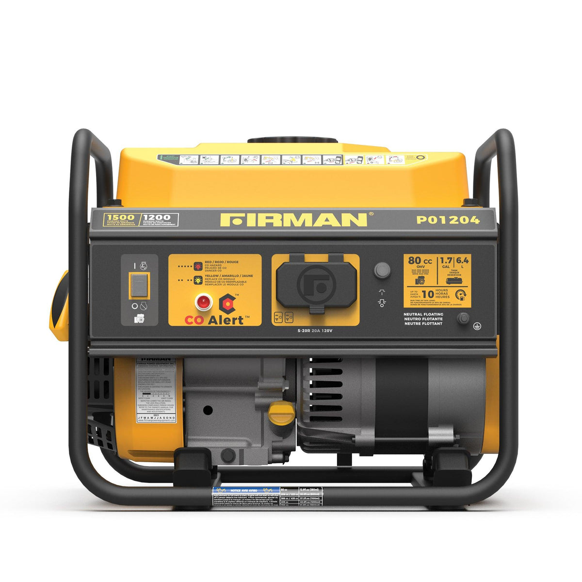 Firman 1200 Watt Generator w/ Recoil Start & CO Alert - NOT CARB Compliant