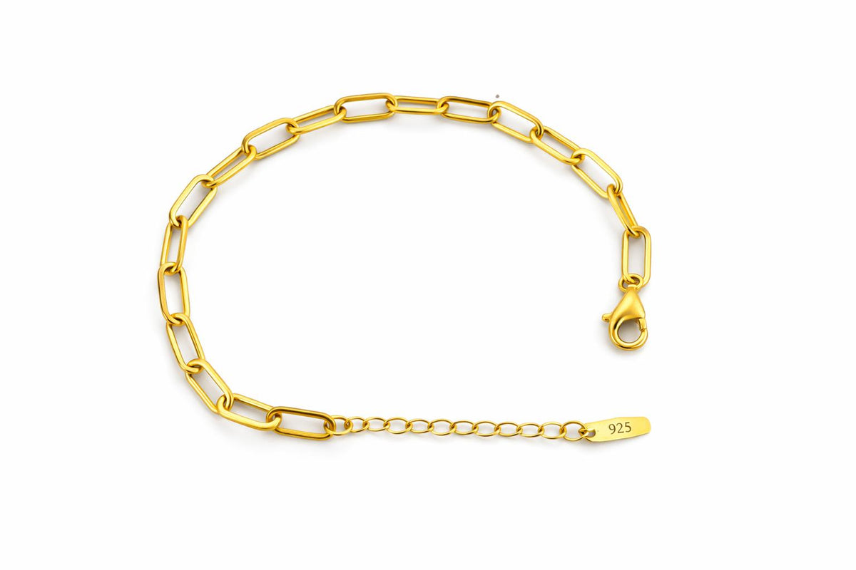 Completely Bella Latonia Cabella created Sterling Silver 18K Gold Vermeil Geometric Ellipse Chain design Bracelet