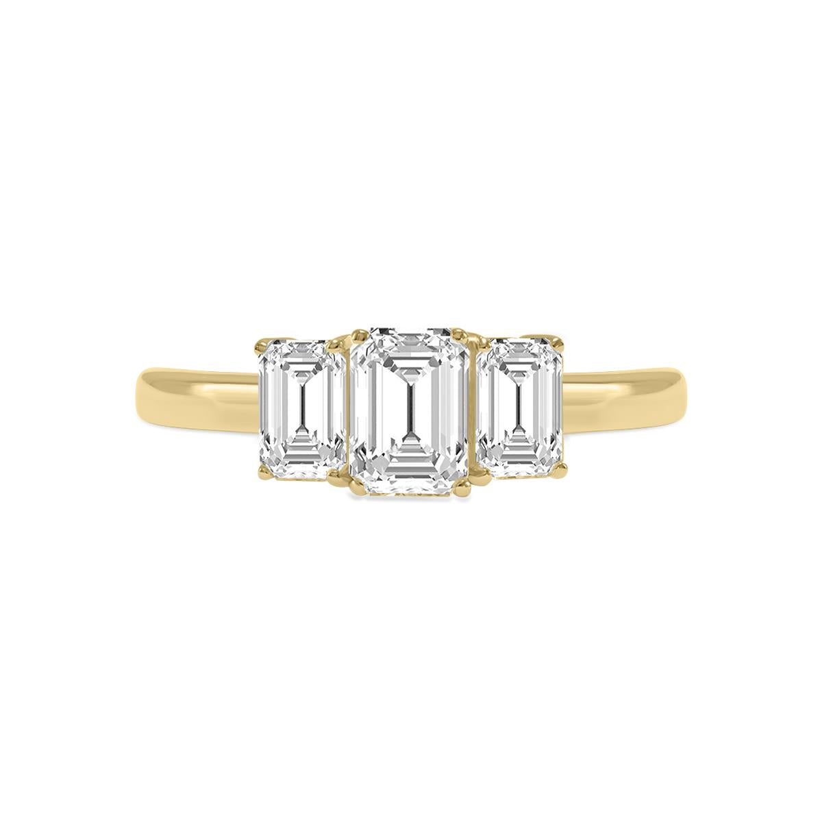 Prestige Boutique Diamonds 1CTW 3 Stone Emerald Lab Diamond Ring Size 8