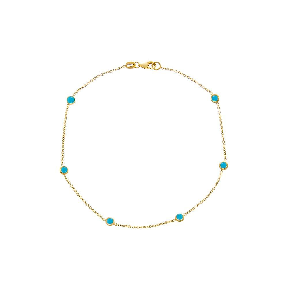 Adina Eden Turquoise Diamond By The Yard Anklet Size 9"
