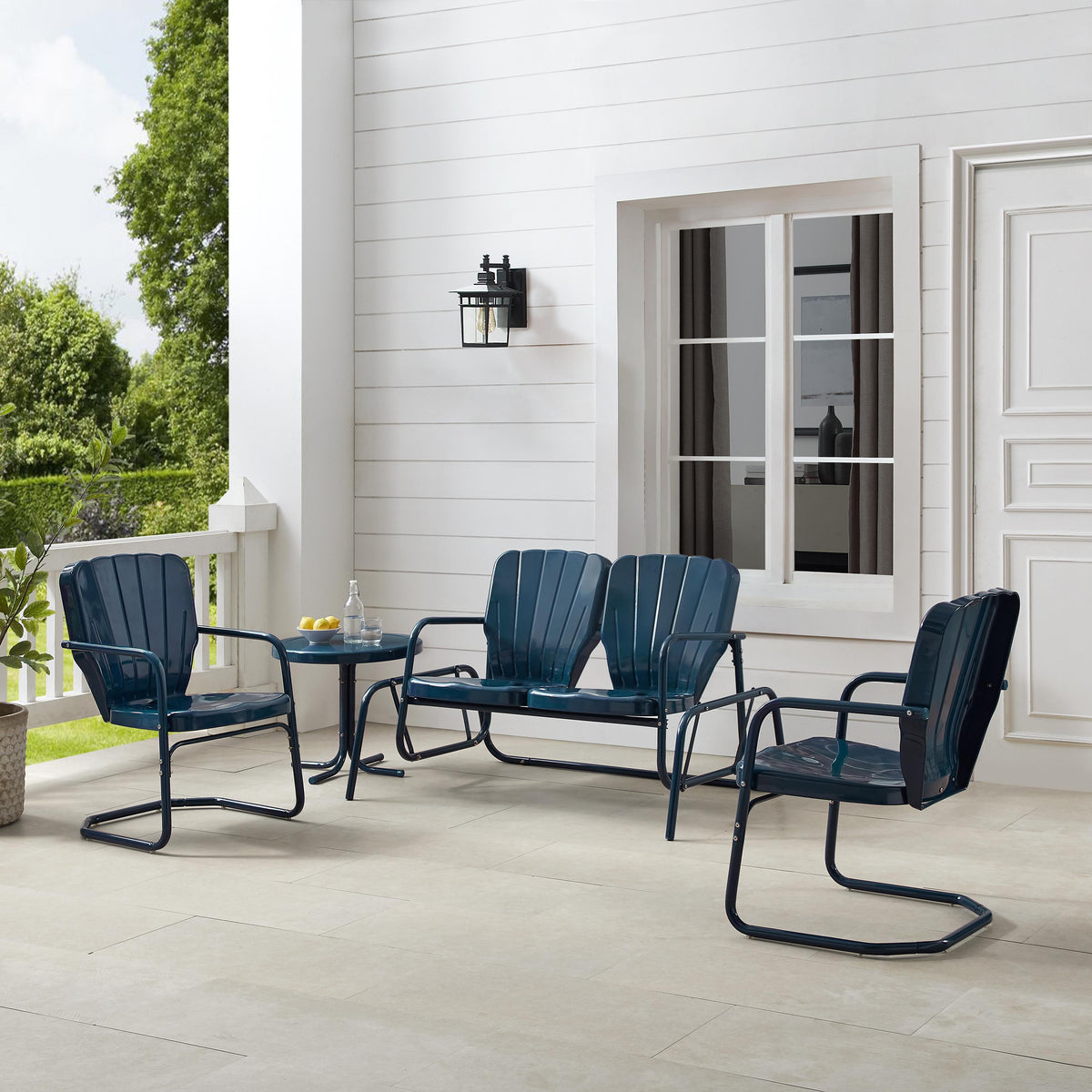 Crosley Outdoor Ridgeland 4Pc Retro Outdoor Loveseat Glider Patio Set