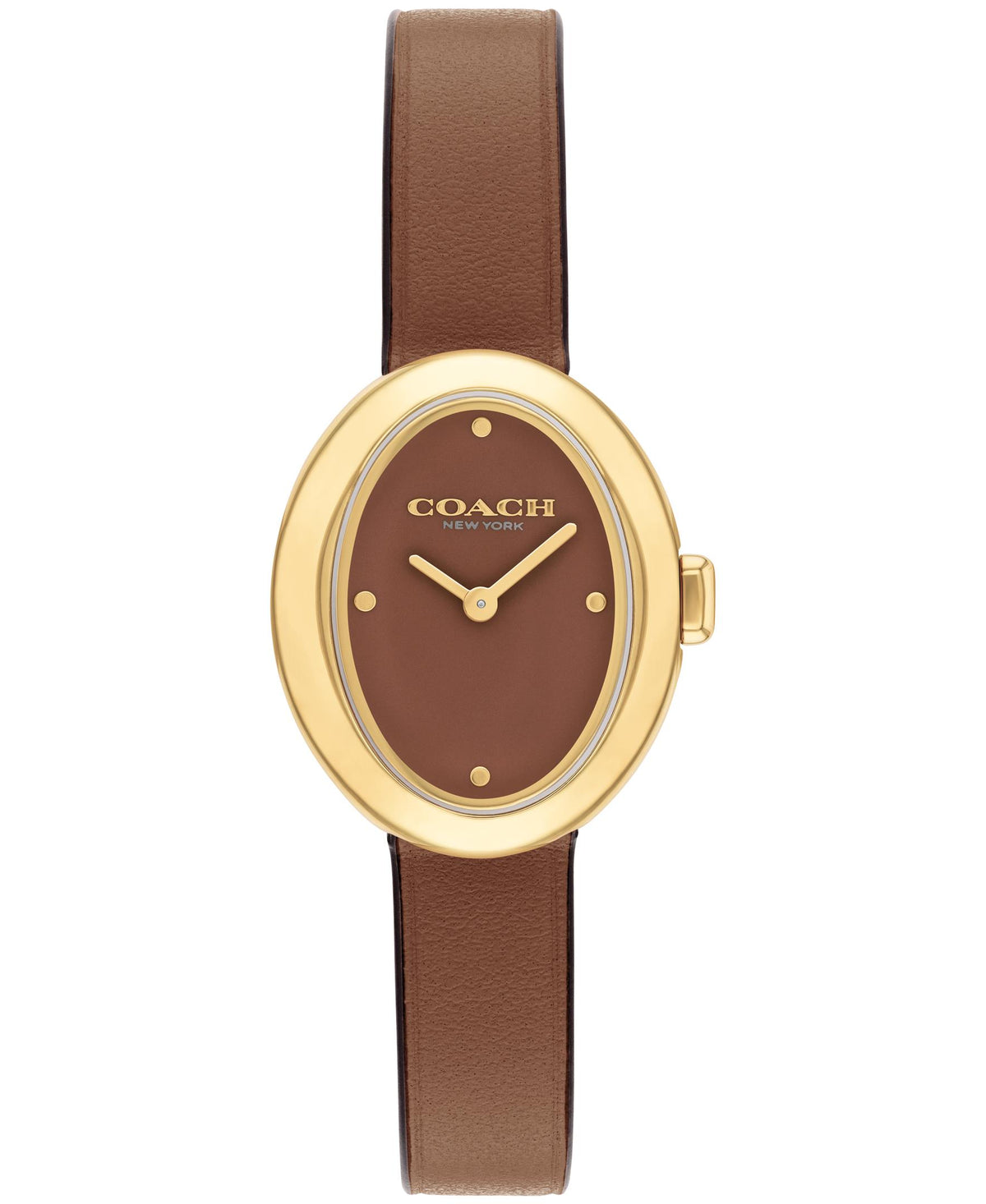 Coach Sammy Ladies. Gold Plated Case. Saddle Calfskin Strap. Saddle Lacquer Dial.