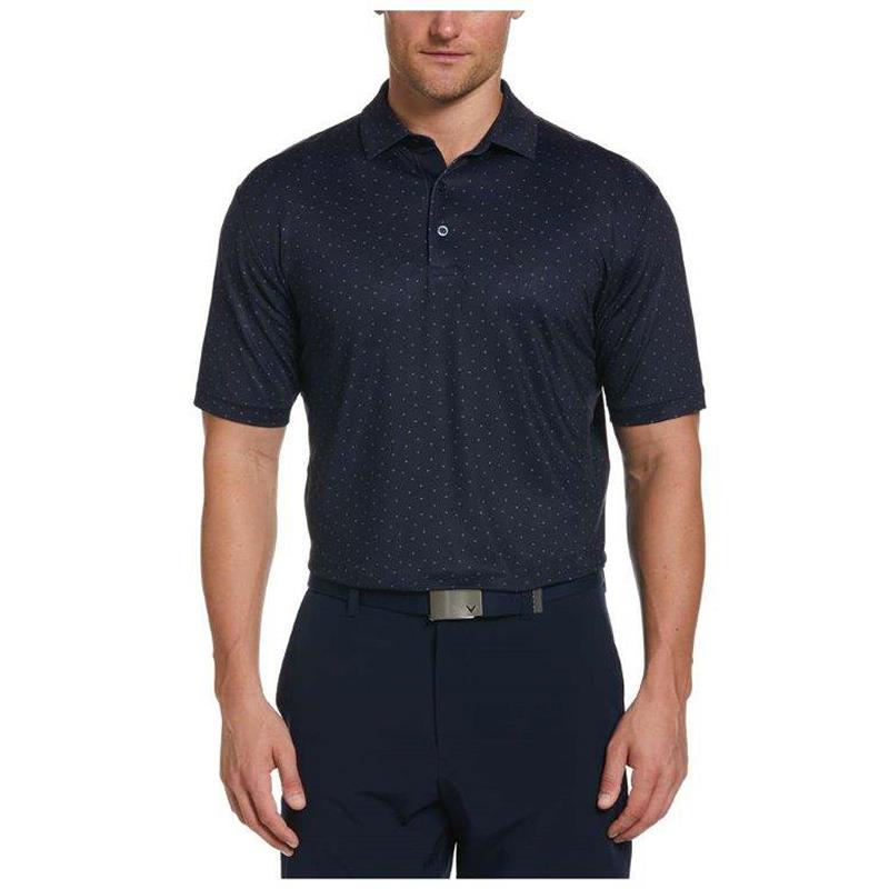Callaway Mens Micro Chev Print Polo-Peacoat-MD