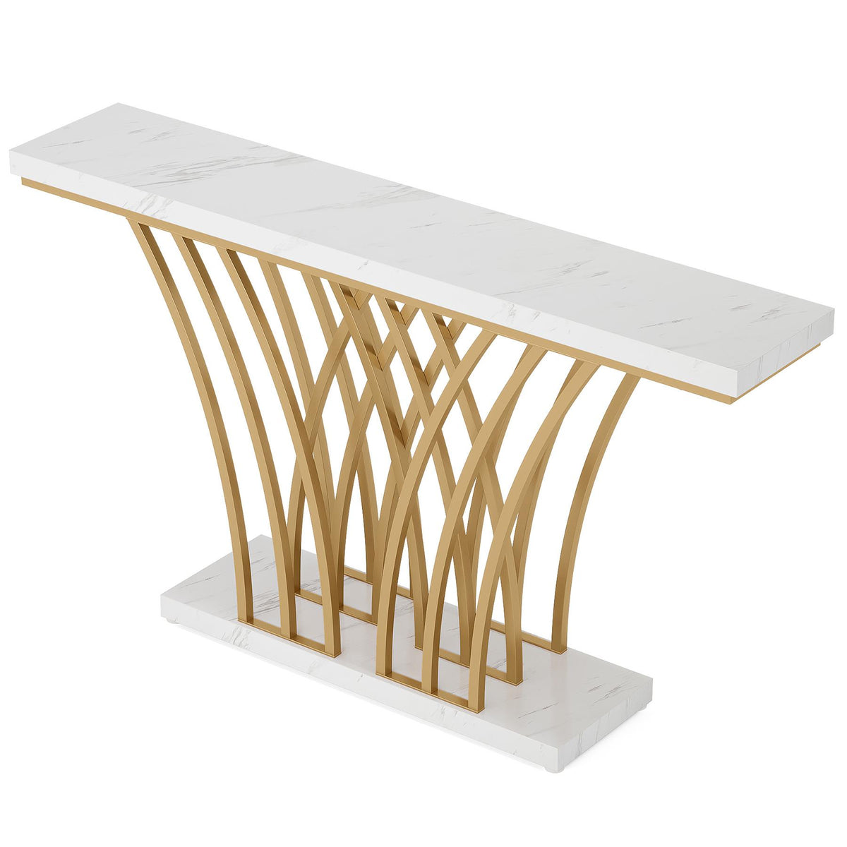 Stark Home 59" Modern Narrow Faux Marble Console Table