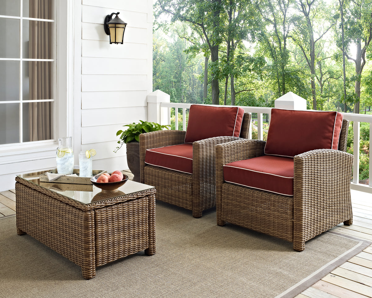 Crosley Outdoor Bradenton 2Pc Wicker Outdoor Chair Set