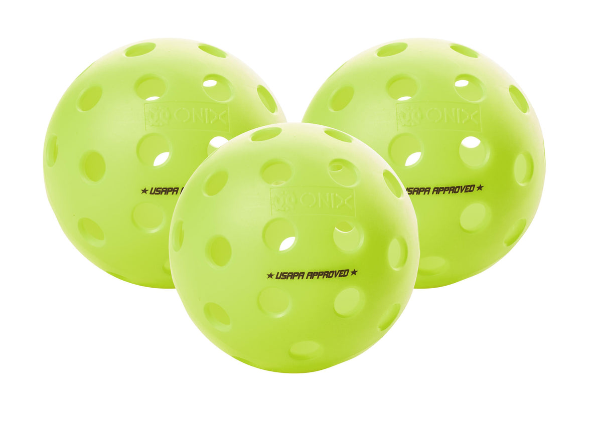Escalade Sports ONIX - Fuse G2 Outdoor Pickleball Balls 3-Pack - Neon Green