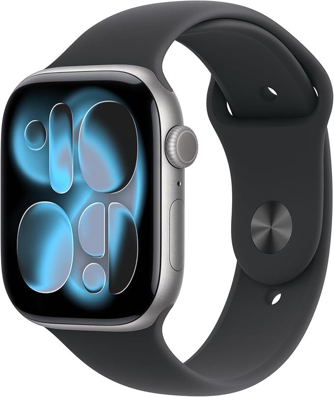 Apple Watch Series 11 GPS + Cellular 46mm Space Gray Aluminum Case with Black Sport Band - S/M