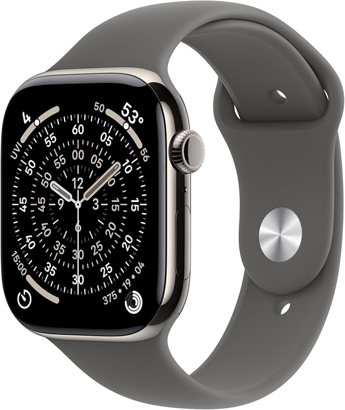 Apple Watch Series 11 GPS + Cellular 46mm Natural Titanium Case with Stone Gray Sport Band - M/L