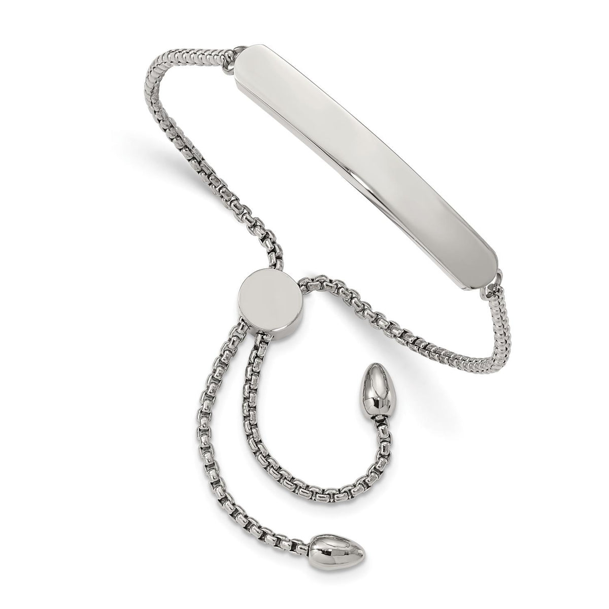 Distinctive Stainless Steel Polished Adjustable ID 8" Bracelet