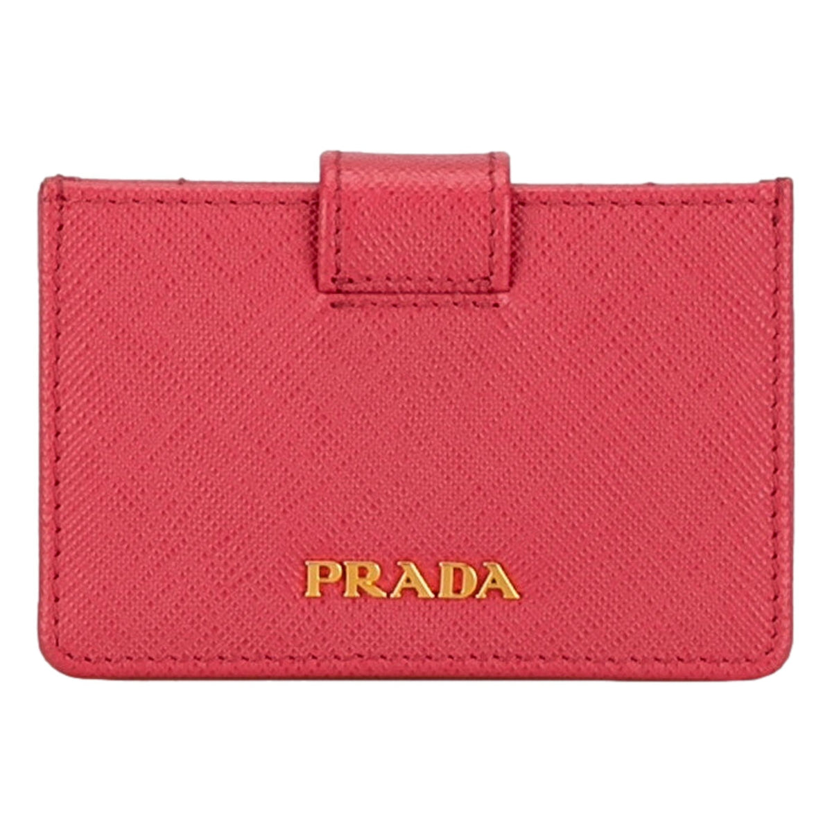 Prada Saffiano Leather Card Case Wallet Accordion Peonia Pink